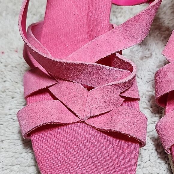 COLE HAAN CRYSTAL WEDGE SANDAL 7MM NEON FUSIA LEATHER ESPADRILLES LADIES 11 NWOB - Picture 6 of 16